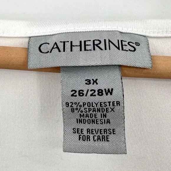 Catherines WHITE Sleeveless Tank Shell Camisole Top Womens 3X 26/28W Stretchy - Picture 4 of 4